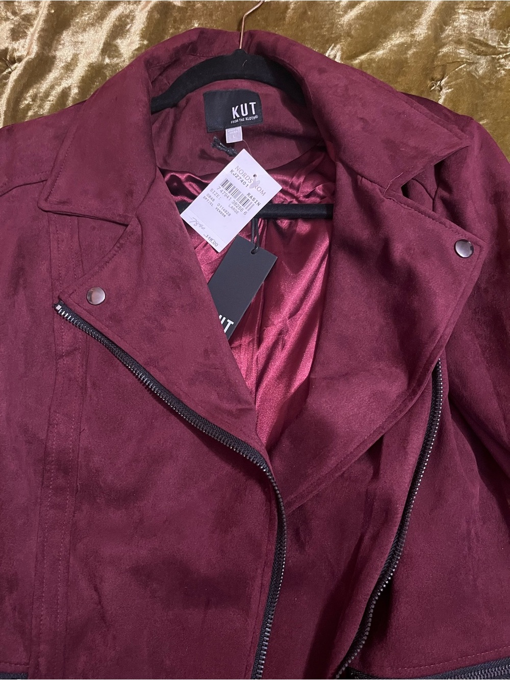 Kut from the Kloth Wine Suede Moto Jacket - Picture 5 of 6